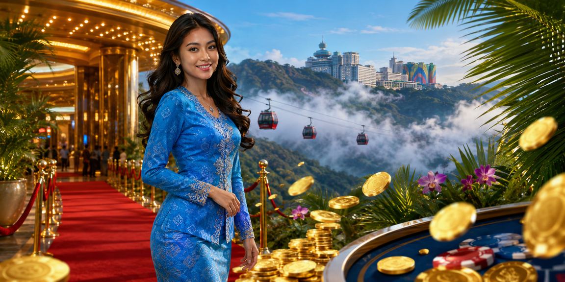 Pemain berpakaian baju kurung bermain permainan kad di Genting Highlands sempena perayaan