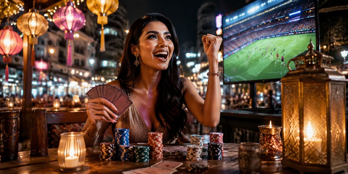 Pemain bermain poker dalam suasana kasino bergaya Malaysia di Kuala Lumpur